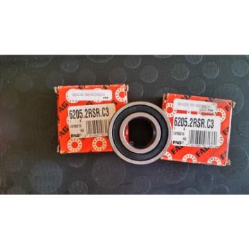 Deep Grove Ball Bearing FAG 6205-2RSR-C3 Single Row, Double Sealed