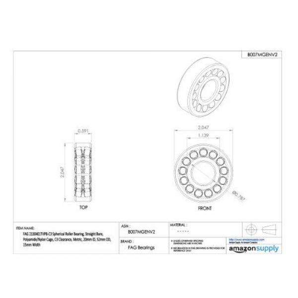 FAG NTN JAPAN BEARING FAG 21304E1TVPB-C3 Spherical Roller Bearing, Straight Bore, #5 image