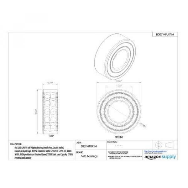 FAG NTN JAPAN BEARING FAG 2205-2RS-TV Self-Aligning Bearing, Double Row, Double Sealed, #5 image